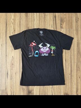 Fosters Home For Imaginary Friends Black Graphic Print Short Sleeve Shirt Size L